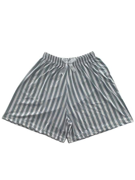 Kadın Kalın Beyaz Çizgili Şort Milan - 001