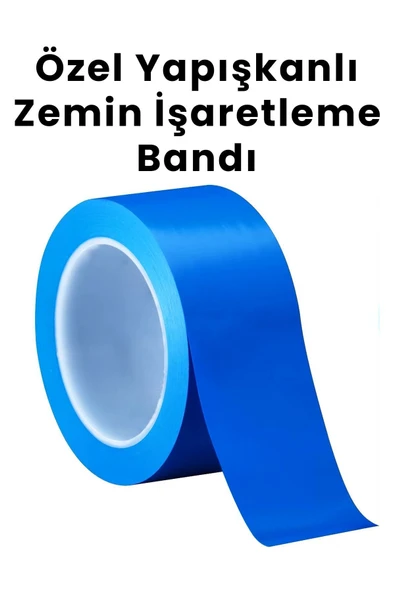 Balkan Özel Güçlü Yapışkanlı Zemin Işaretleme Bandı 50mm X 30m Mavi Yer Bandı