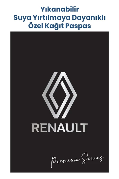 BALKAN AMBALAJ Suya Dayanıklı Yıkanabilir Renault Oto Paspas Kağıdı Siyah Gümüş Baskı 50 Adet - 35x50cm - Kalın