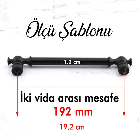 Mobilya Çekmece Metal Kulp Mutfak Dolap Dolabı Kapak Kulpları Kulbu Kulpu 192 mm 192 Cm Siyah - Resim 3