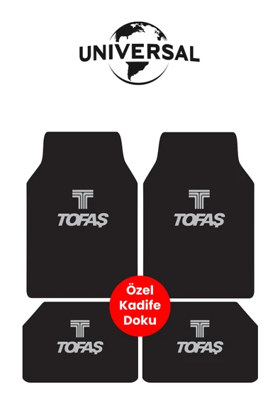 Universal Yıkanabilir Üst Sınıf Kumaş Ve Taban Kalın Pvc Tofaş Oto Paspas Seti 3,4kg Kalınlık 0,5cm