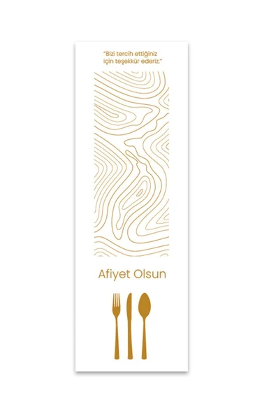 Balkan Kağıt Sülfit Çatal Kaşık Bıçak Kılıfı 100 Adet - 8cm X 24cm (PARMAK İZİ DESENLİ) Tek Kullanımlık - 3