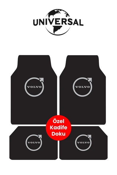 Universal Yıkanabilir Üst Sınıf Kumaş ve Taban Kalın Pvc Volvo Oto Paspas Seti 3,4kg Kalınlık 0,5cm