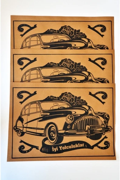 BALKAN AMBALAJ Kraft 250 Adet Oto Paspas Kağıdı - 120g - 35x50cm Baskılı Kalın Kağıt (Klasik Araba) - Resim 3