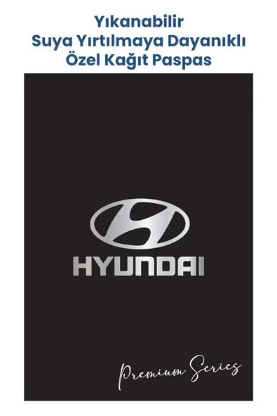BALKAN AMBALAJ Suya Dayanıklı Yıkanabilir Hyundai Oto Paspas Kağıdı Siyah Gümüş Baskı 50 Adet - 35x50cm - Kalın