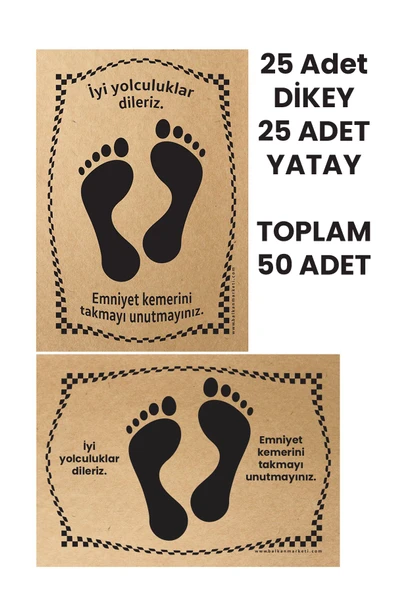 BALKAN AMBALAJ Kraft 120gr Ayak İzi Oto Paspas Kağıdı 25 yatay 25 dikey - 35x50cm - Kalın Kağıt Baskılı