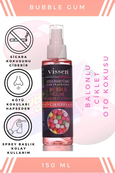 vissen Sprey Oto Koku (Balonlu Ciklet) 150 ml 1 Adet Sprey Araç Kokusu Parfüm