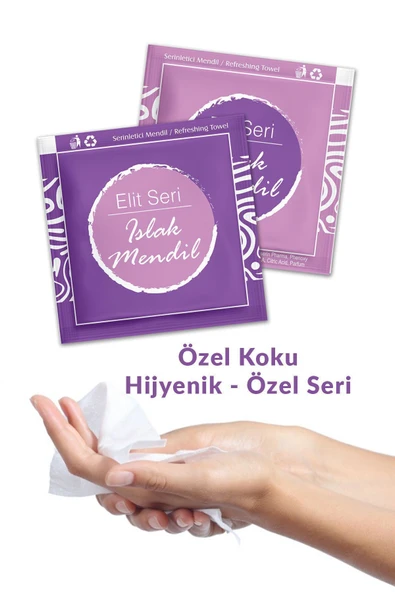 Elit Baskılı Tek Kullanımlık Seri Islak Mendil 2500 Adet (8X8CM) Mor Kare