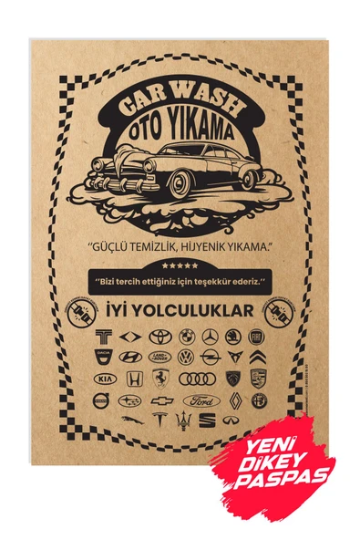 BALKAN AMBALAJ Kraft 120gr 250 Adet Oto Dikey Paspas Kağıdı - 35x50cm - Kalın Kağıt Baskılı