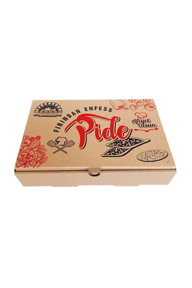 Balkan Standart Baskılı Pide Kutusu 18*27*5 Cm ( 100 Lü Paket)
