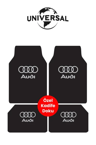 Universal Yıkanabilir Üst Sınıf Kumaş ve Taban Kalın Pvc Audi Oto Paspas Seti 3,4kg Kalınlık 0,5cm