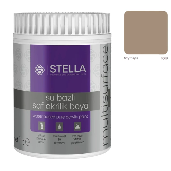 Stella Su Bazlı Saf Akrilik Boya Tay Tüyü Ral-1019 - 1