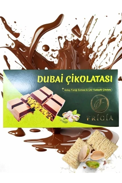 Dubai Çikolatası Antep Fıstıklı Çıtır Kadayıflı Çikolata 200 Gr