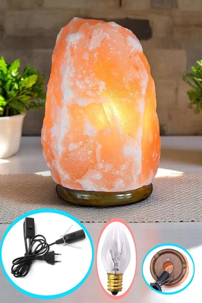 Himalaya Tuz Lambası 4-6 Kg. Doğal Kaya Tuzu Lambası Aç Kapa Düğmeli Tuz Lamba Himalayan Salt Lamp