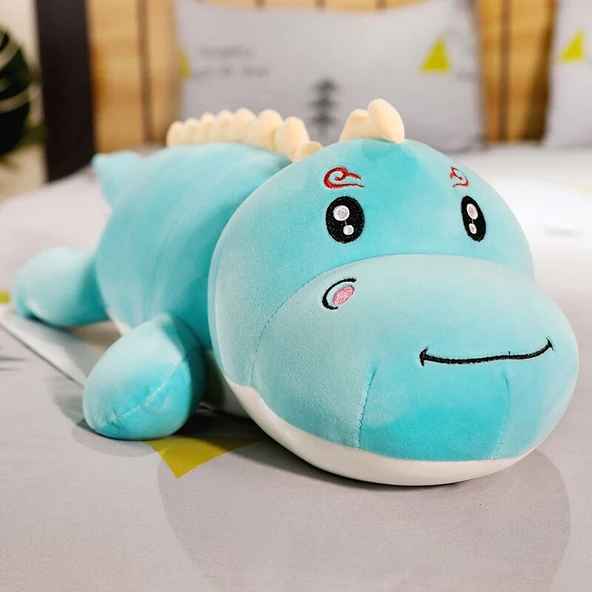 Pembe Gülümseme Dinozor Peluş Yastık - 120cm - 9