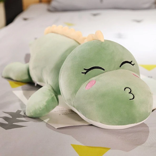 Pembe Gülümseme Dinozor Peluş Yastık - 120cm - 7