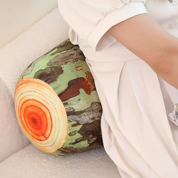 Çatallı Kütük Peluş Yastık - Yeşil 45cm - 12