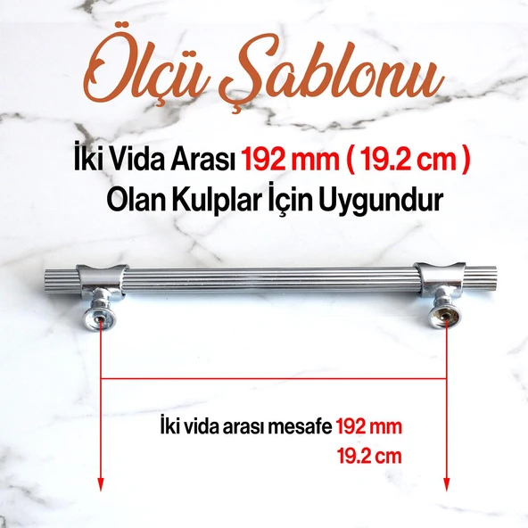 Mobilya Çekmece Mutfak Dolap Dolabı Kapak Kulpları Kulbu Kulpu Krom Metal Kulp 192 mm-19.2 cm - Resim 4