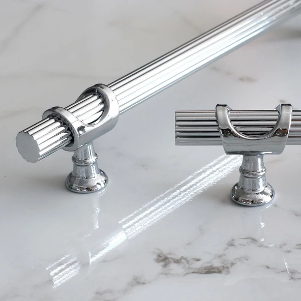 Mobilya Çekmece Mutfak Dolap Dolabı Kapak Kulpları Kulbu Kulpu Krom Metal Kulp 192 mm-19.2 cm - Resim 5