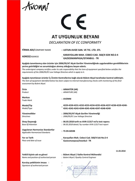 Avonni AR-60077-D50 Krom Kaplama Armatür Gün Işığı - 3