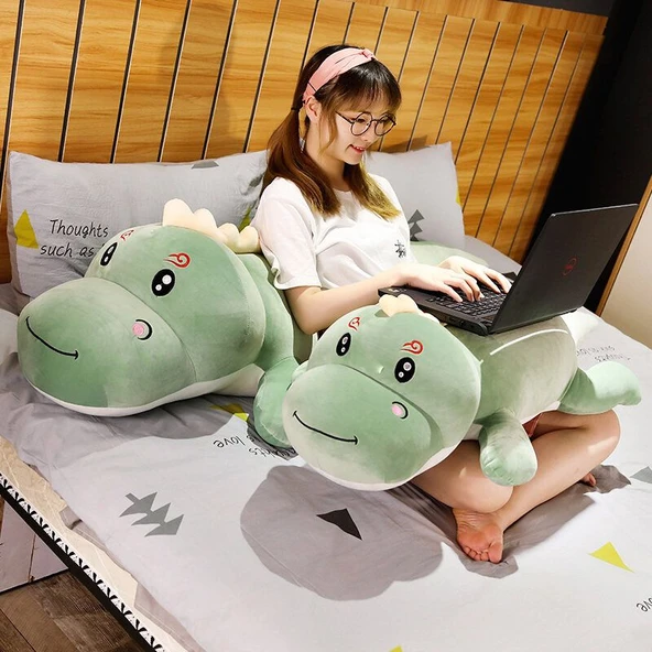 Pembe Gülümseme Dinozor Peluş Yastık - 120cm - 2