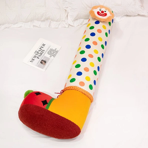 Palyaço Ayakkabısı Uzun Peluş Yastık - Beyaz 95cm