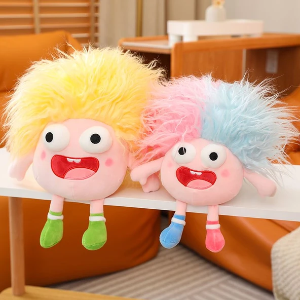 Sarı + Yeşil Saçlı Peluş Oyuncak Bebek - 35cm - 10