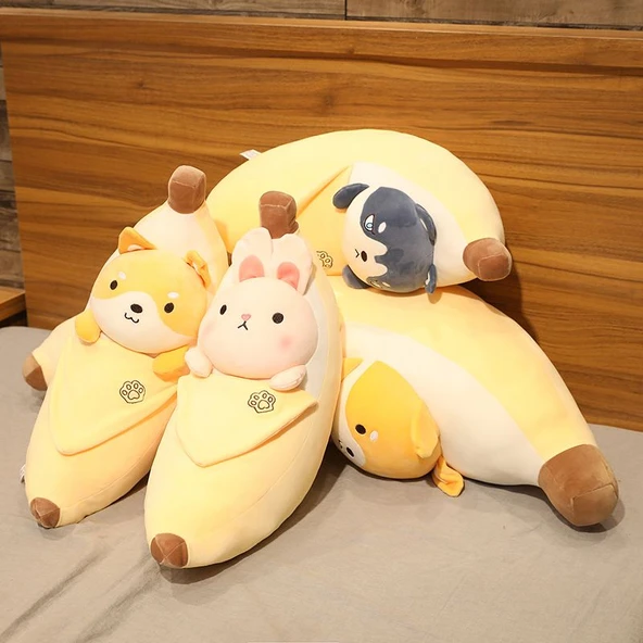 Soyulmuş Muz Peluş Yastık - Penguen - 60cm