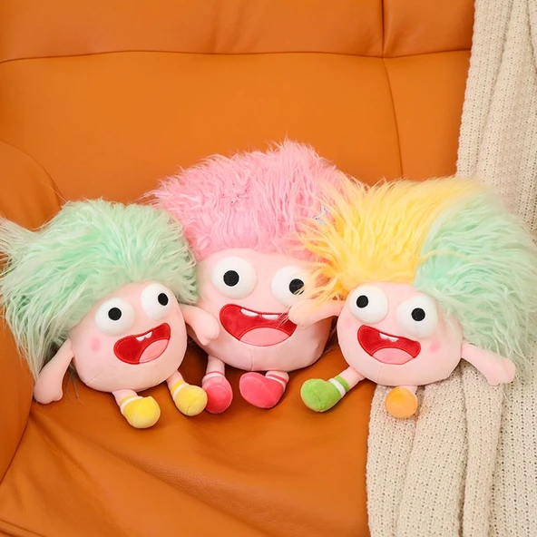 Pembe Saçlı Peluş Oyuncak Bebek - 25cm - 5