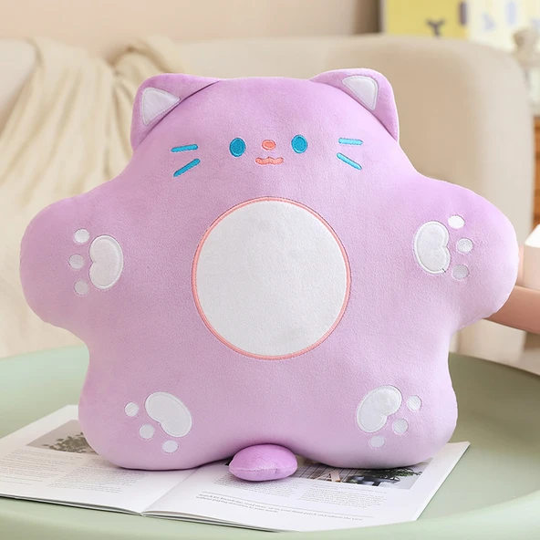 Çiçek Kedi Peluş Oyuncak - Mor - 40cm - 5