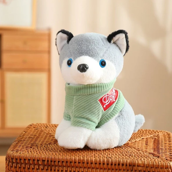 Peluş Husky Oyuncak - Yeşil, 25cm