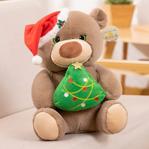 Noel Temalı Oturan Peluş Ayıcık - 40cm