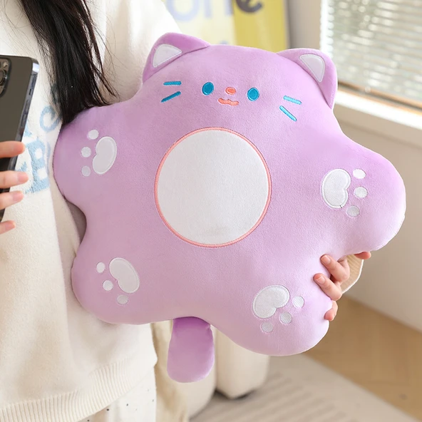 Çiçek Kedi Peluş Oyuncak - Mor - 40cm - 11