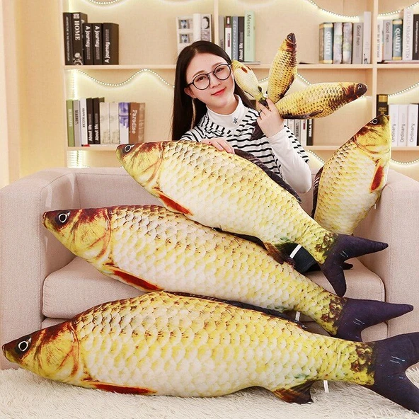 Balık Peluş Yastık Oyuncak - Kırmızı Balık 80cm - 2