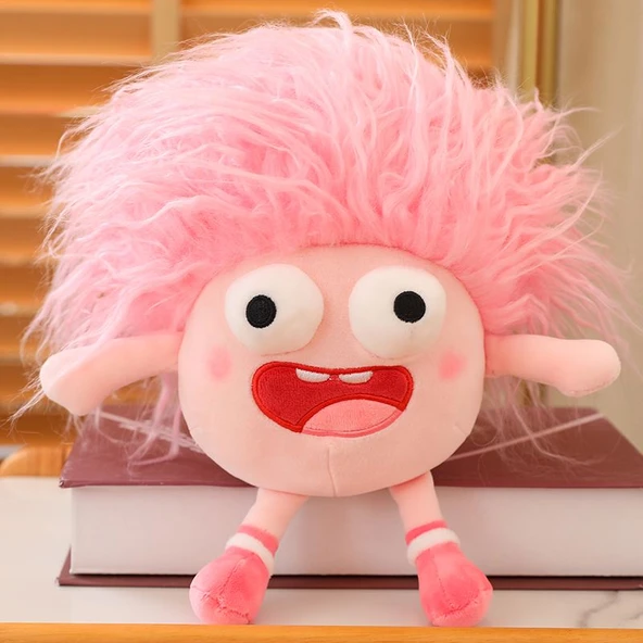 Pembe Saçlı Peluş Oyuncak Bebek - 25cm