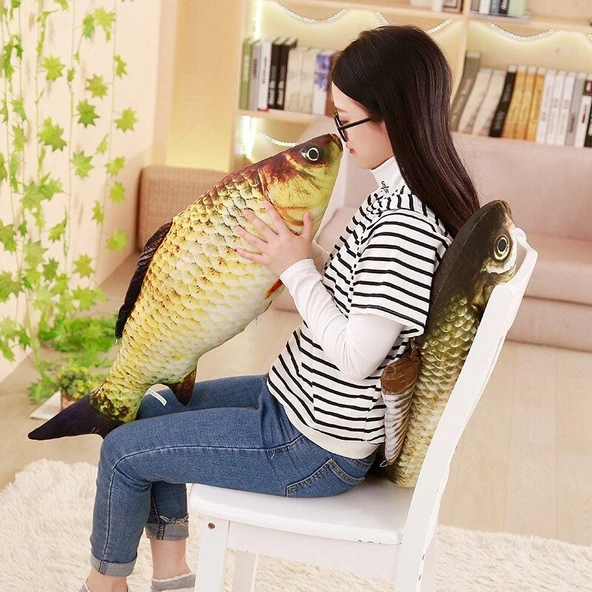 Balık Peluş Yastık Oyuncak - Kırmızı Balık 80cm - 4