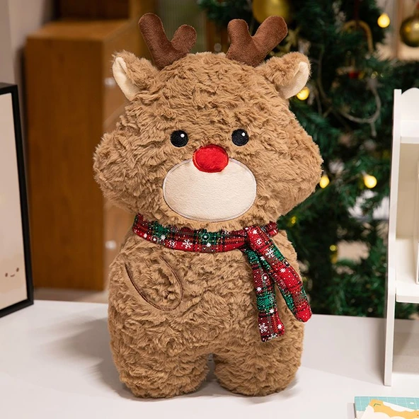 Noel Peluş Yastık Bebek - Ren Geyiği 45x25 cm