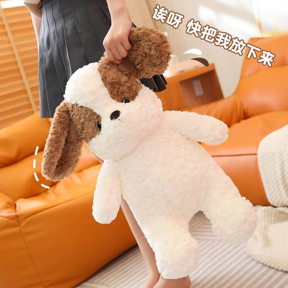 Kıvırcık Tüylü Köpek Peluş Oyuncak - Kahverengi 55cm - 4