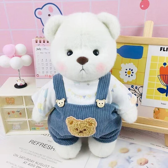 Lina Ayı Peluş Bebek Giysi Seti - Çilek Ayı Giysili + Ayakkabılı - 7