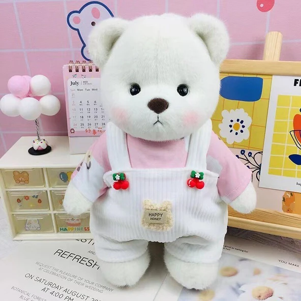 Lina Ayı Peluş Bebek Giysi Seti - Çilek Ayı Giysili + Ayakkabılı - 5