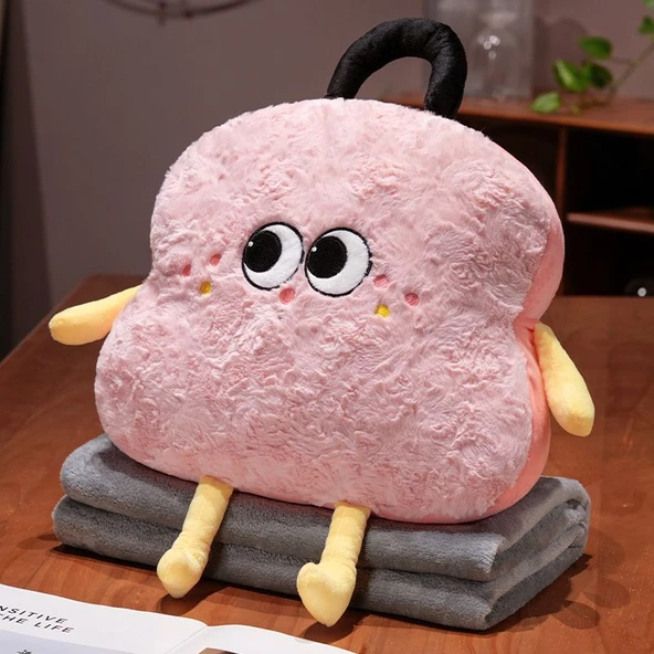 Dopamin Tost Yastık Battaniye - Pembe 45x50cm/100x170cm