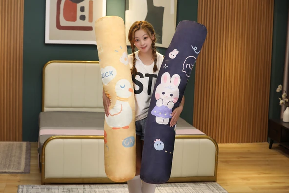 İpek Silindir Peluş Yastık - Çilek - 100cm - 3