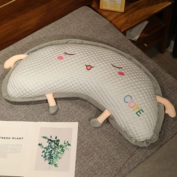 Sarı Kavisli Peluş Yastık - 80cm - 5