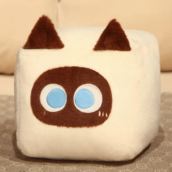Tofu Kedi Peluş Yastık - Bej Kahverengi Kedi - 30cm