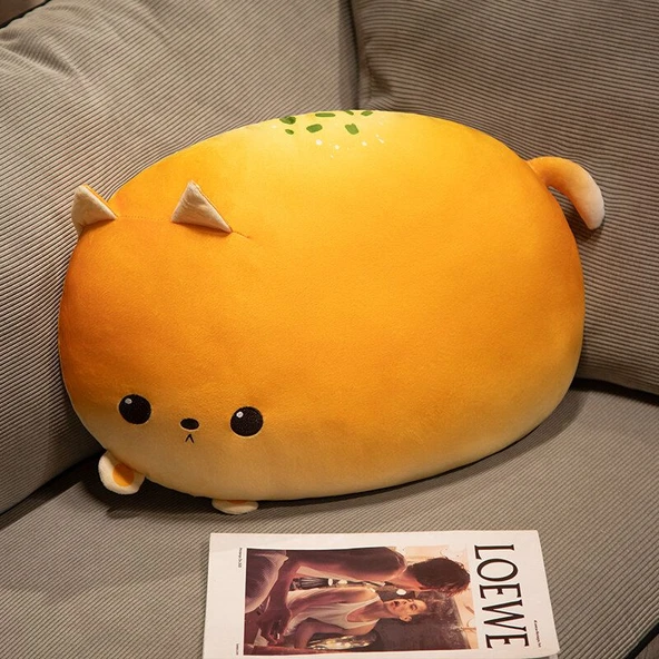 Kawaii Ekmek Kedi Minder - Fransız Sarımsaklı Ekmek, 25cm
