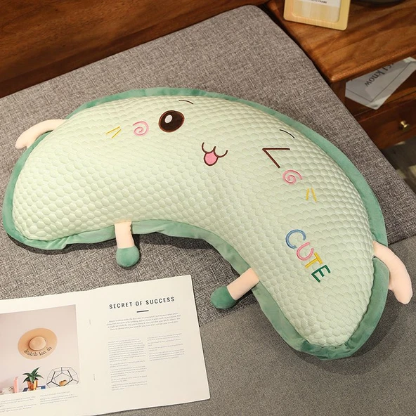 Sarı Kavisli Peluş Yastık - 80cm - 7