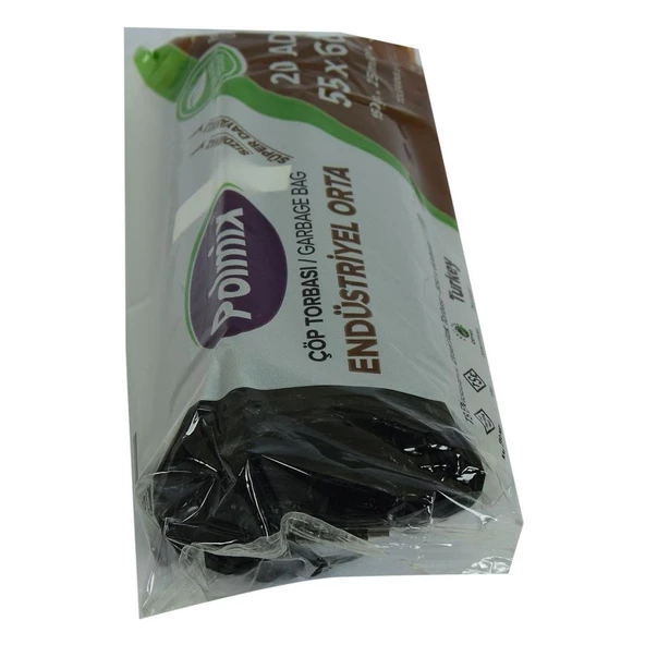 Polmix Orta Boy Siyah Çöp Torbası 55x60Cm 150Gr 25Mikr 30Lt 20Ad - 2