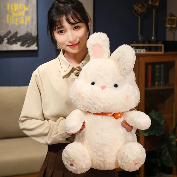 Çiçekli Peluş Tavşan - Pembe Çiçek, 28cm - 5