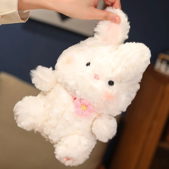 Çiçekli Peluş Tavşan - Yeşil Çiçek, 45cm - 6