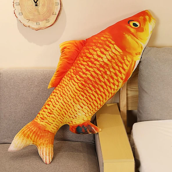 Gerçekçi Balık Peluş Yastık Oyuncak - Kırmızı Sazan 100cm